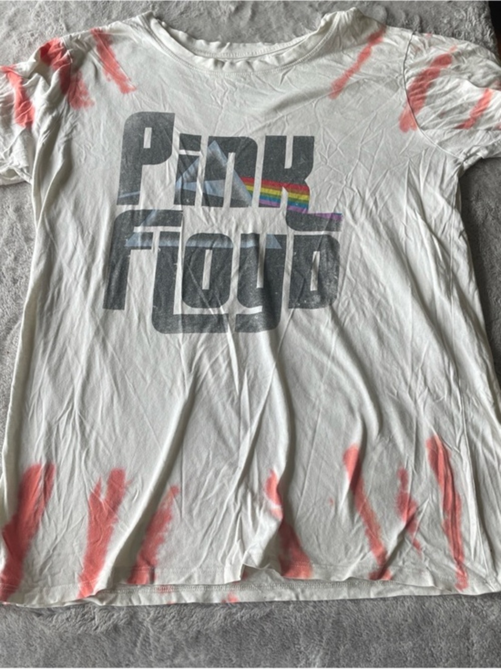 Pink Floyd White Tee with Pink Accents and Rainbow Logo